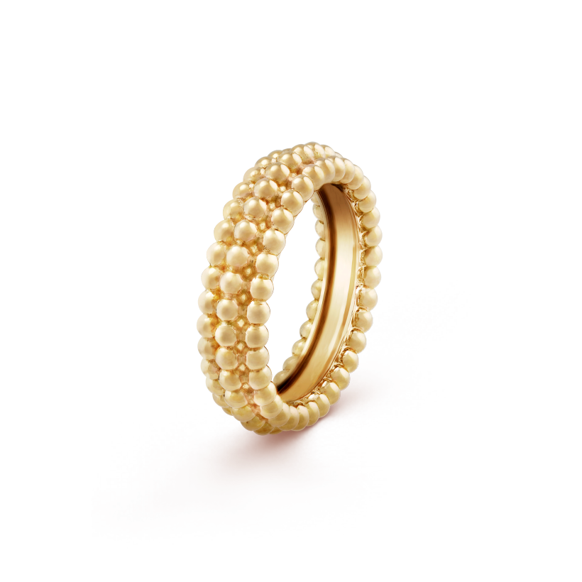 Perl¨¦e pearls of gold ring, 3 rows